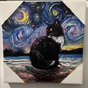 Starry Night Cat Canvas Art